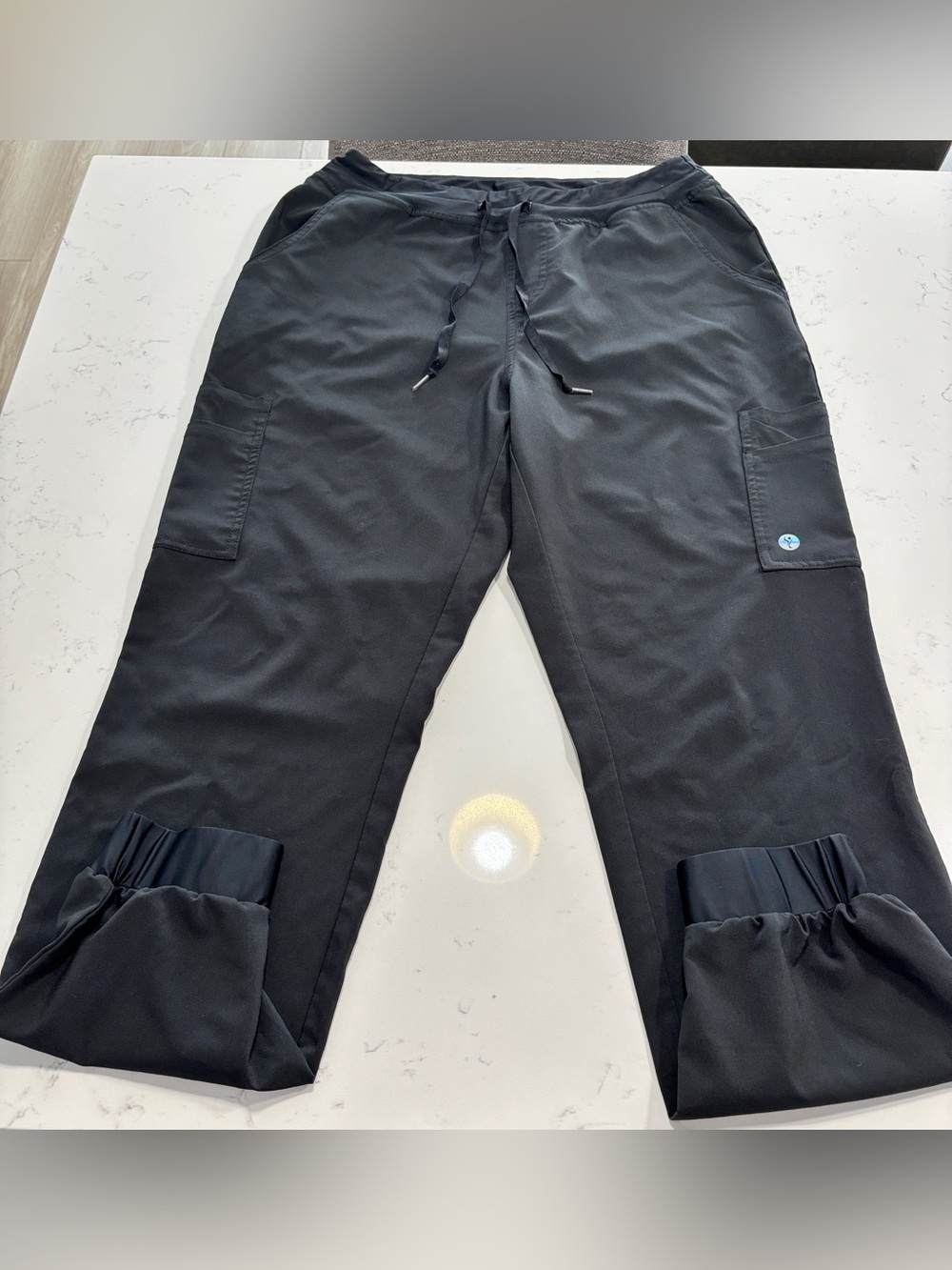 2 pairs of Women’s Black Scrubletics Scrub Cargo Jogger Pants - Drawstring Waist